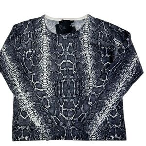RAFFI 100% Cashmere Snake Print Crew Neck Sweater Small NWT $395 Quiet Luxury